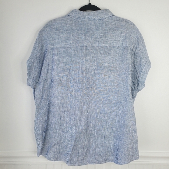 Weatherproof Vintage Linen Tie Front Shirt Blue Pinstripe XXL - Picture 3 of 10